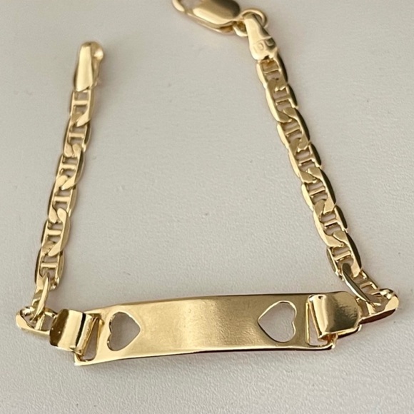 18k Gold Filled Kids ID Mariner Heart Bracelet 6" ❤️✨ 4.75” long or 6” long - Picture 1 of 8